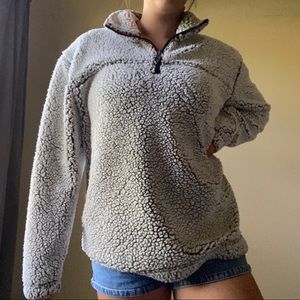 light grey sherpa pullover